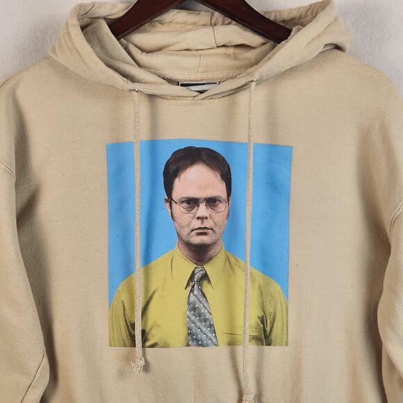 The Office Men's Dwight Schrute False Pullover Hoodie Sweatshirt Beige SZ M EUC - Picture 4 of 13